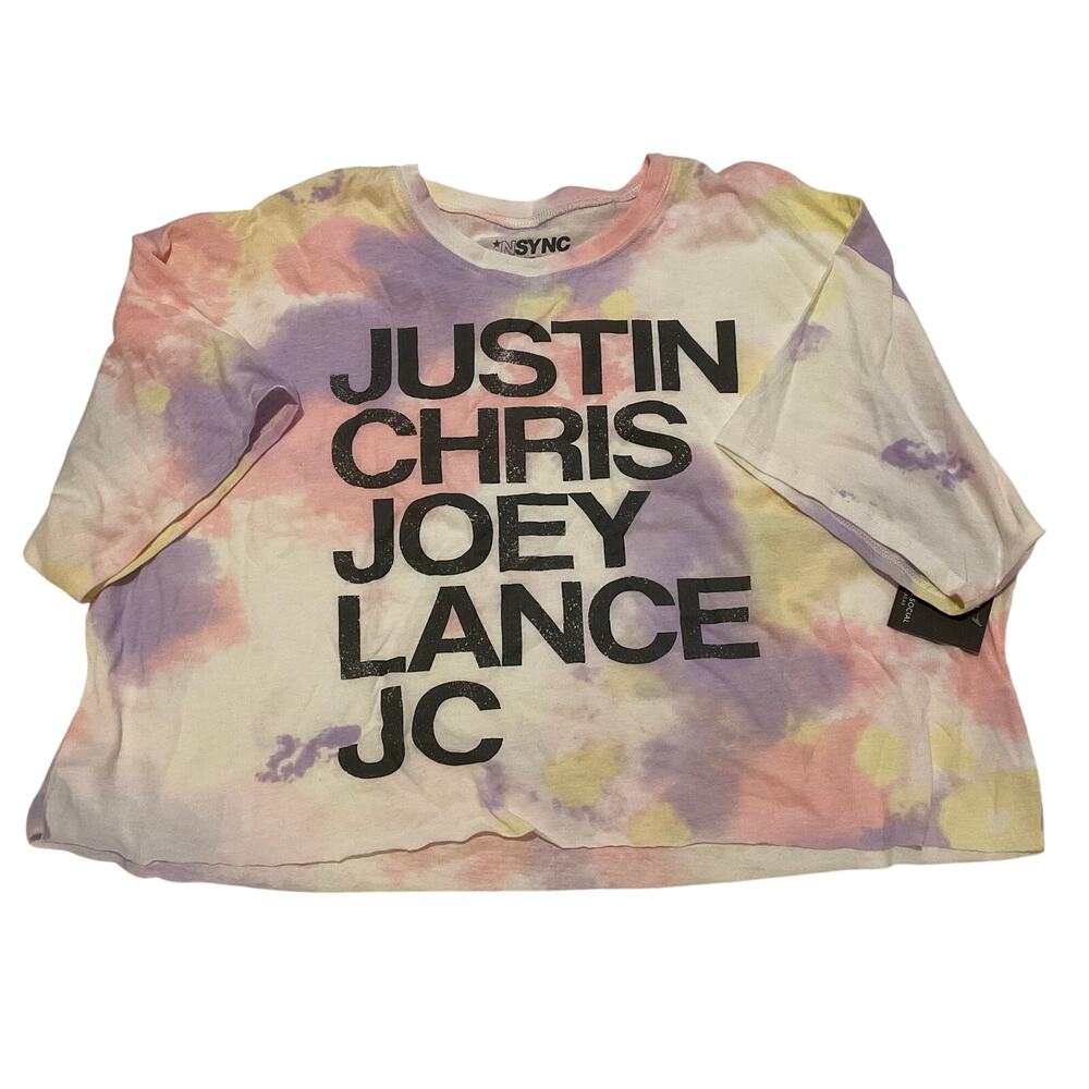 N’Sync Grayson Social Sleepwear Tie‎ Dye Graphic Cropped Tee - NEW